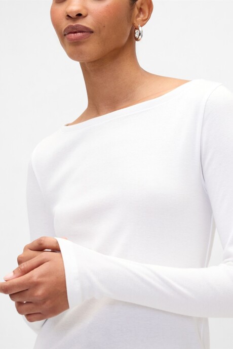 Remera Cuello Bote Mujer White Uk