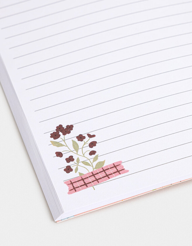Anotadores Cuadernos y Memos Cuaderno A5 Tapa Blanda Encuadernado Con Bordados - Rosa Claro