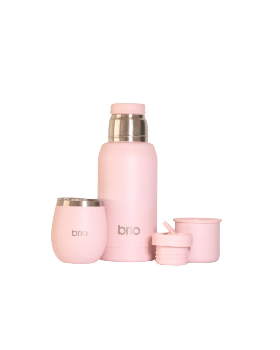 Set De Termo 750 Ml Y Mate Con Tapa brio Acero Inox - Rosa 