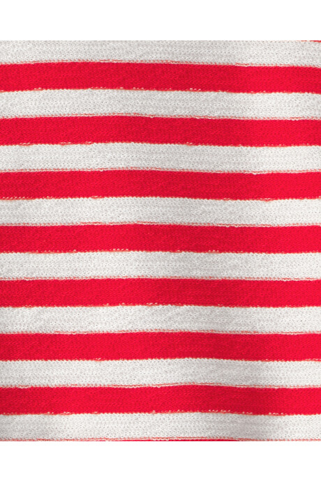Set dos piezas de algodón, short y buzo, rojo y blanco, diseño a rayas Sin color