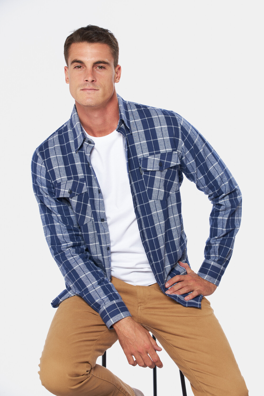 CAMISA DE VIYELA A CUADROS Azul