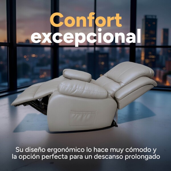 Sofá Sillón Poltrona Reclinable Masajeador Electrico Cuerina Color Gris Cuerina