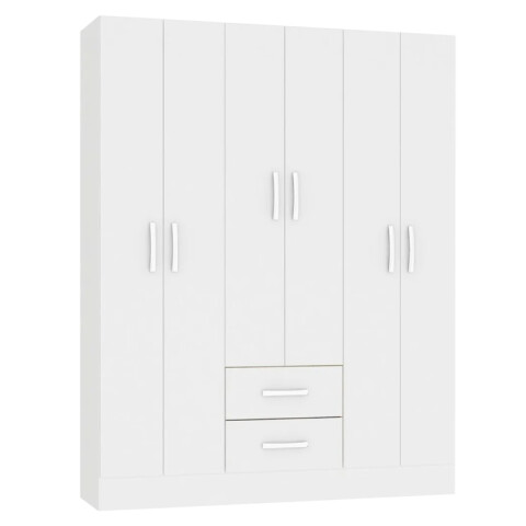Ropero Armario 6 puertas 2 cajones con estantes y perchero 170 x 134 x 36 cm - Blanco Ropero Armario 6 puertas 2 cajones con estantes y perchero 170 x 134 x 36 cm - Blanco