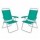 Set X2 Sillas Altas Reposeras Plegables 4Posiciones Aluminio Verde