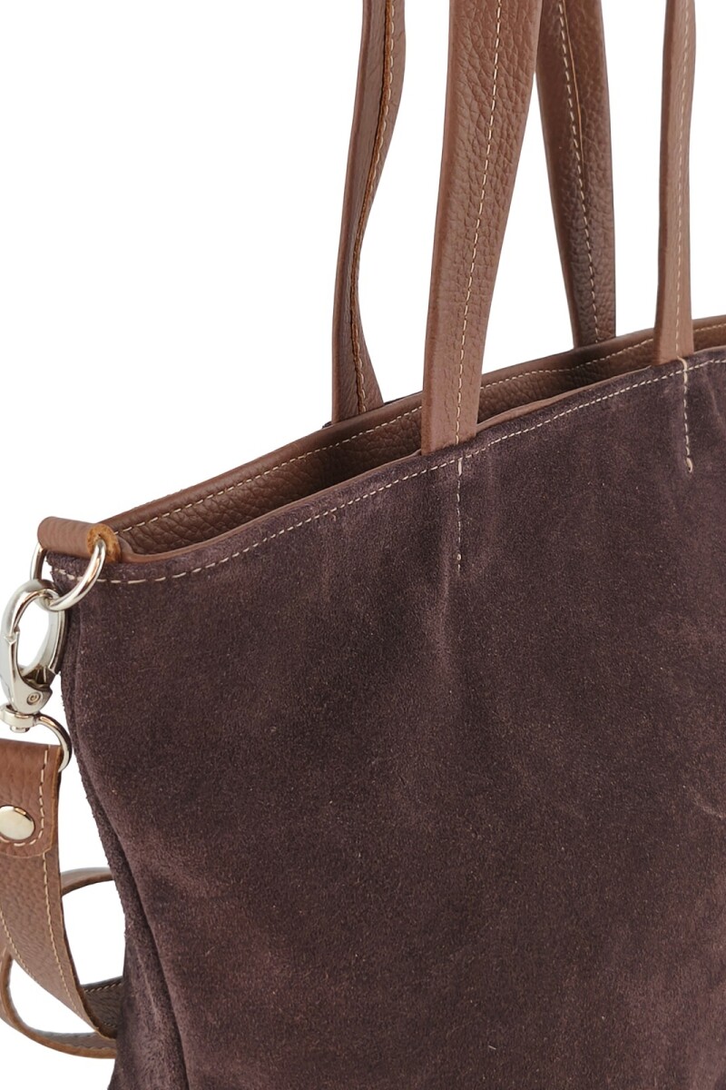Cartera versátil de cuero y gamuza Chocolate