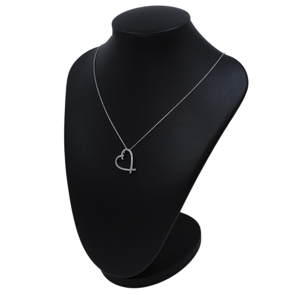 Cadena y dije corazón oro 18k blanco y brillantes Cadena y dije corazón oro 18k blanco y brillantes