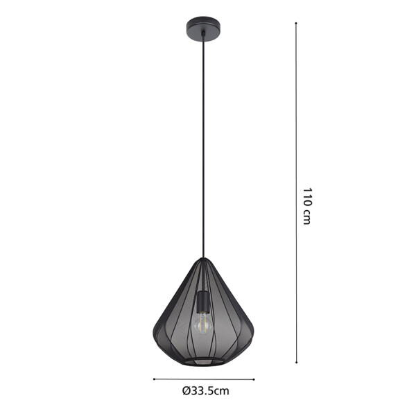 Lámpara colgante tejido negro y acero E27 DOLWEN EG0040