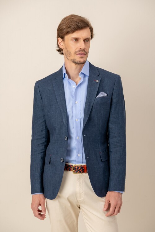 Saco Lino Custom fit Navy
