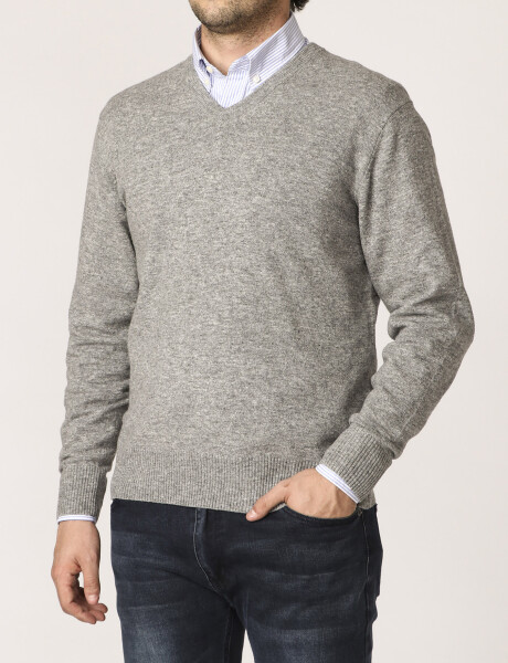 470318 SWEATER V HARRINGTON LABEL Gris Medio