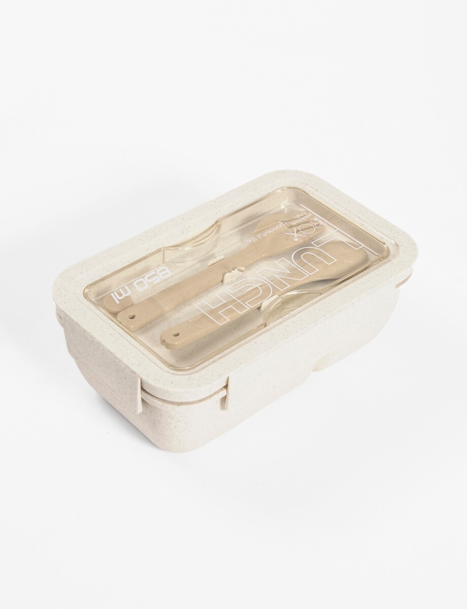 Lunch box con cubiertos 850 ml - beige 