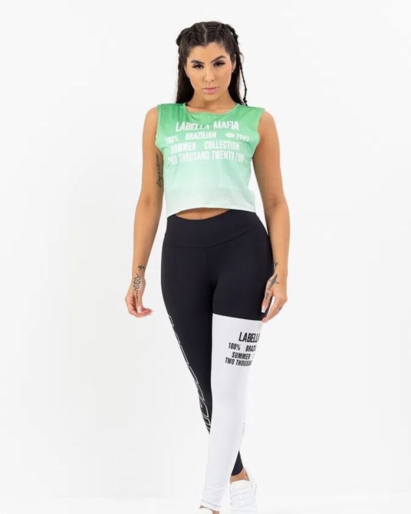 Musculosa Verde y Blanco 23633 U