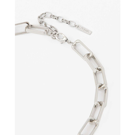 Collar Corto Metal Eslabones Plateado Rodio