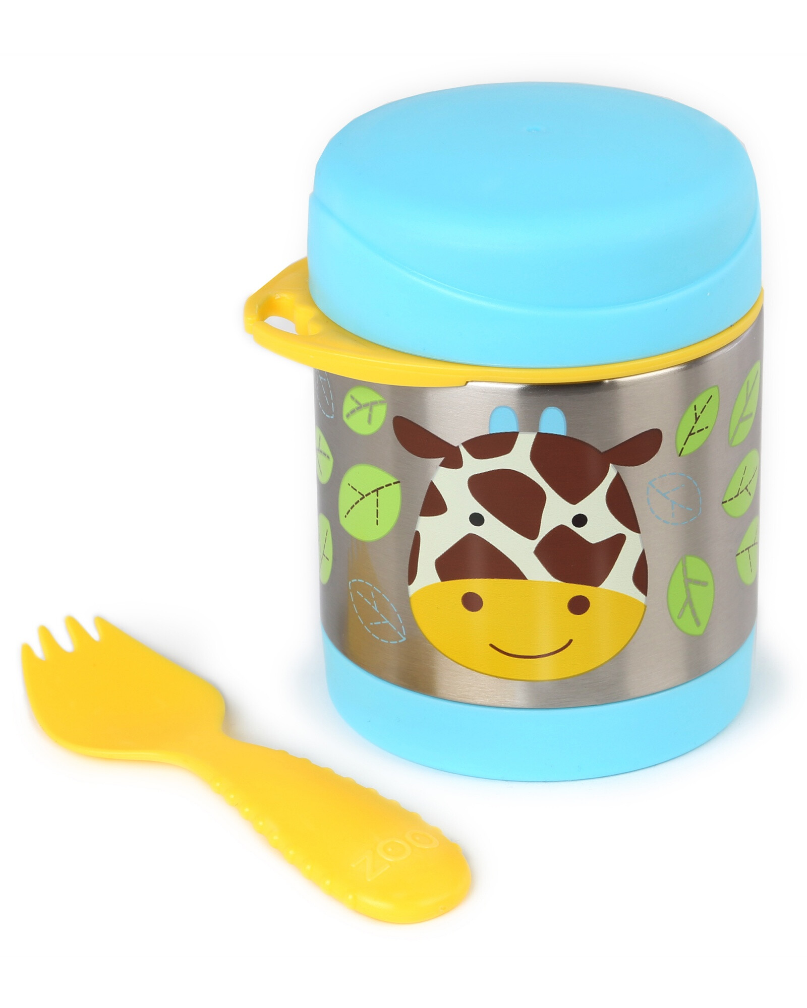 Tupper de acero inoxidable con cubierto, diseño jirafa Tupper de acero inoxidable con cubierto, diseño jirafa