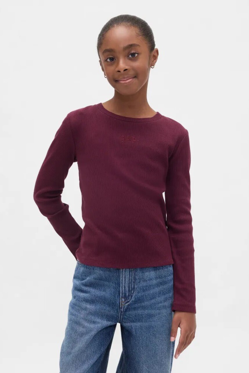 Remera Ribbed Niña Tuscan Red