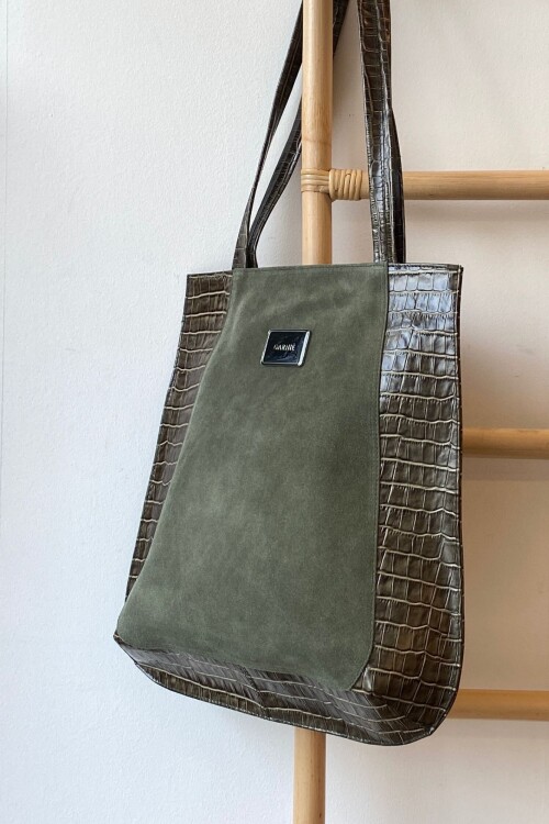 Cartera Selene Crocco y Gamuza Verde
