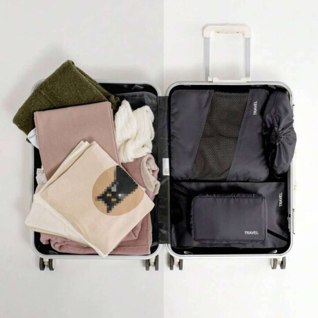 Set de 6 organizadores de ropa para viaje Negro
