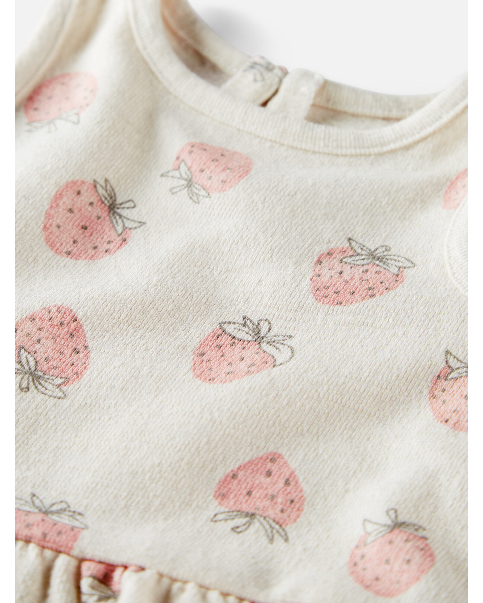 Set dos piezas de algodón orgánico, short y musculosa, diseño frutillas Sin color