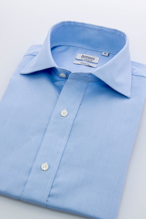 Camisa Annoni Italian Collar Espigada Celeste