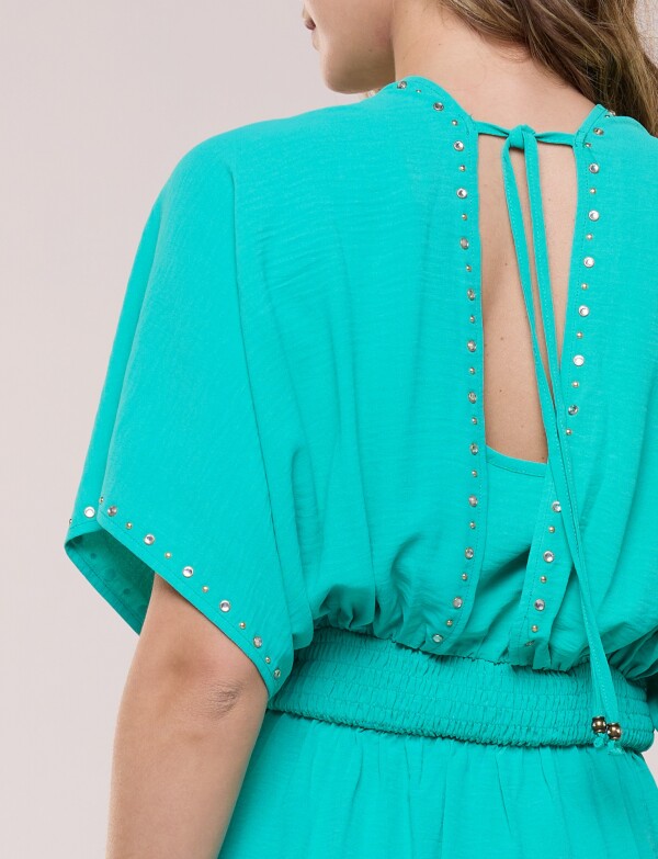 Vestido Maxi Con Tachas VERDE