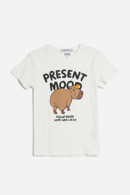 T-shirt manga corta con diseño BLANCO