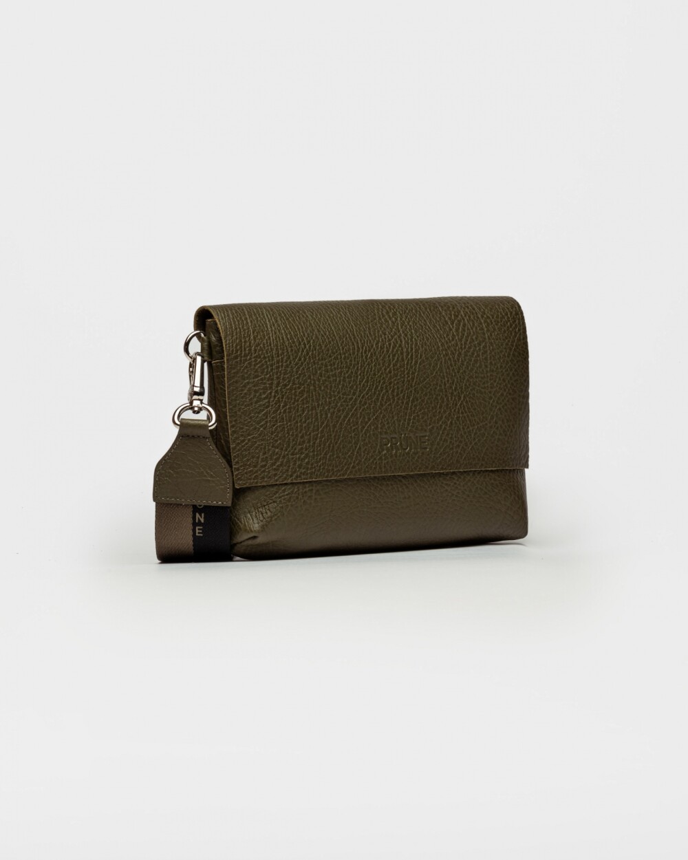 Morral Olivia En Cuero Graneado Verde