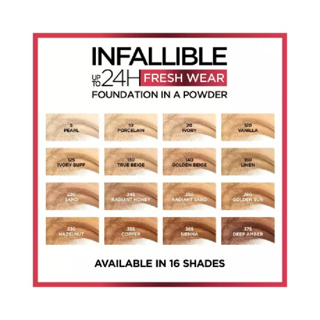 Base de Maquillaje en Polvo L'Oréal Paris Infallible 24H Fresh Wear Radiant Sand 9g Base de Maquillaje en Polvo L'Oréal Paris Infallible 24H Fresh Wear Radiant Sand 9g