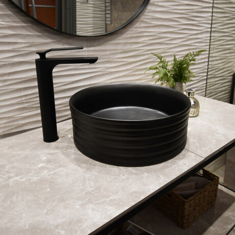 LAVATORIO ALTO MONOCOMANDO NEGRO MATE LINEA MODENA BAÑO NEGRO