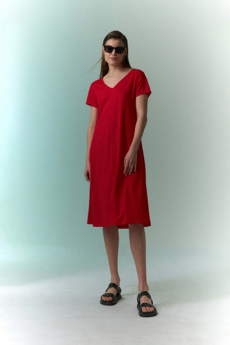 Vestido escote V - rojo 