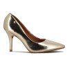 Zapato Formal Mujer Vizzano Taco Alto Acabado Metalizado Dorado