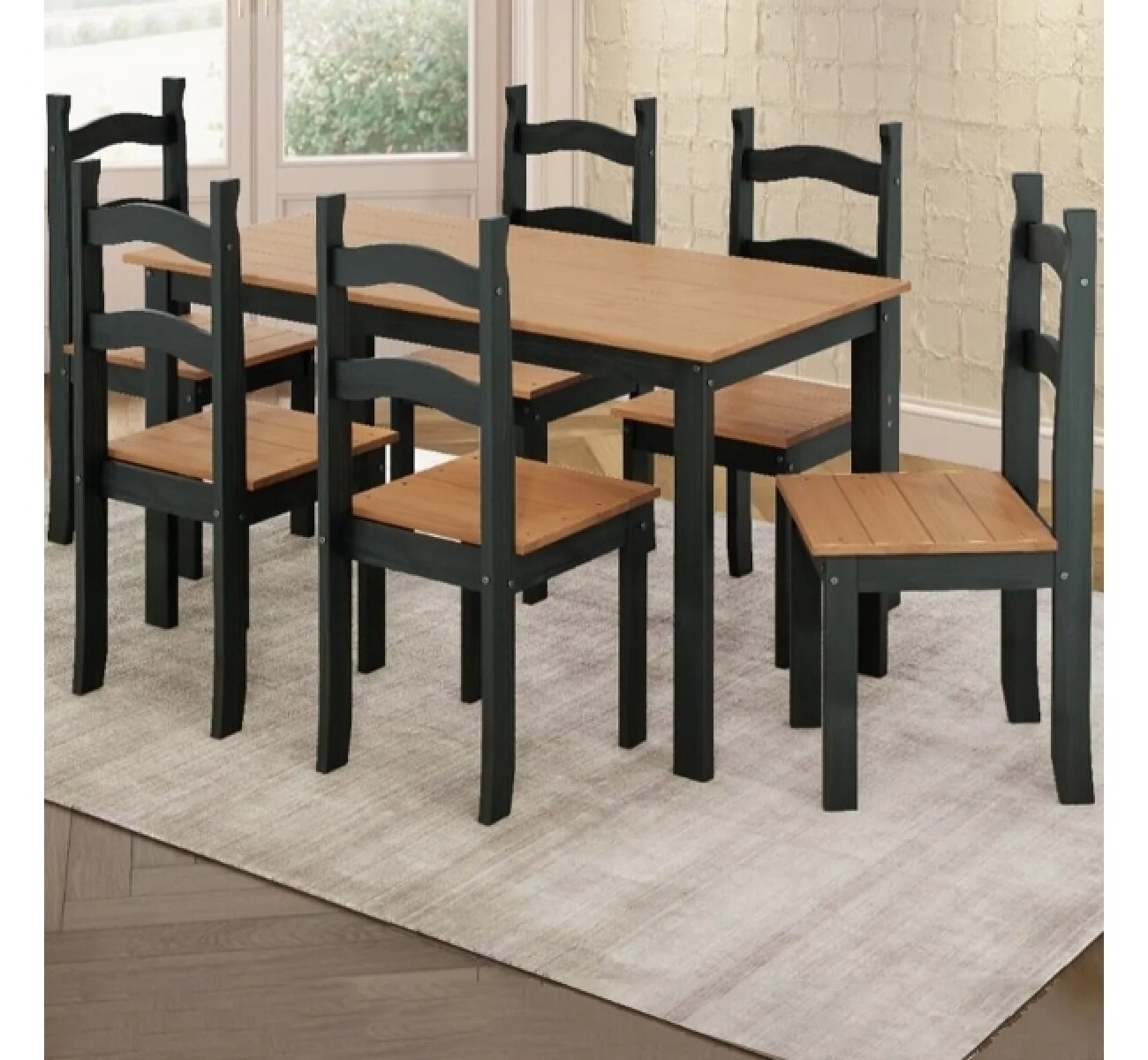 Juego Comedor 6 Sillas Francine Negro/miel 