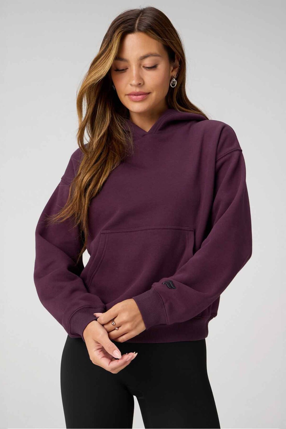 Polera Cozy Fleece Hoodie Mujer Oxblood