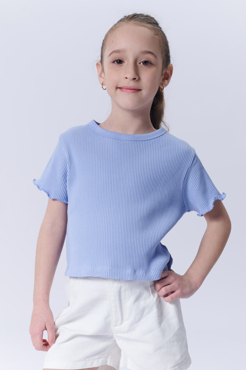 Remera manga corta rib - Celeste 