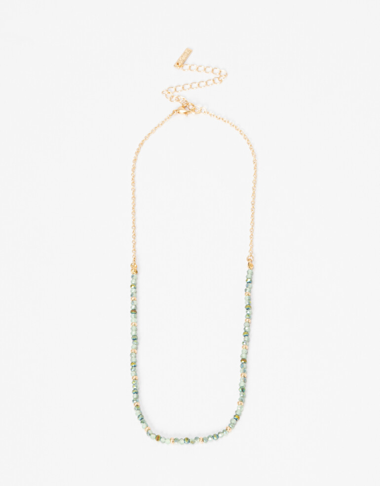 Collares Cortos Color Collar De Beads Facetados - Verde Medio