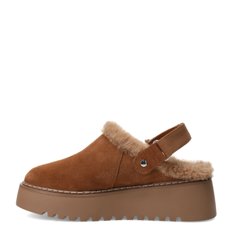 Zueco de Mujer Bottero Con Piel Y Tira Trasera Marrón Camel