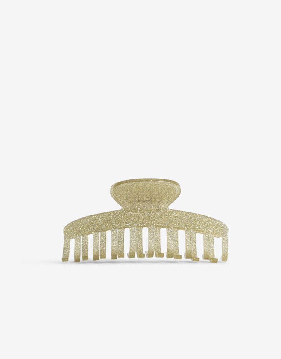 Broche Maxi Acrilico Con Glitter. - Dorado 