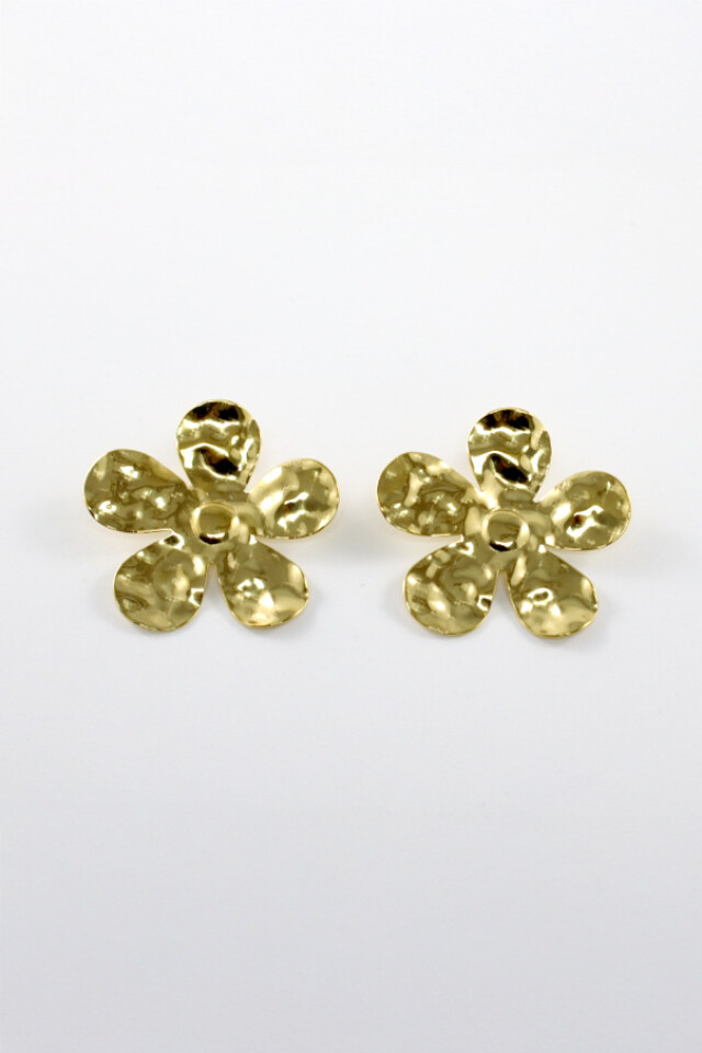 Caravanas flor de acero dorado