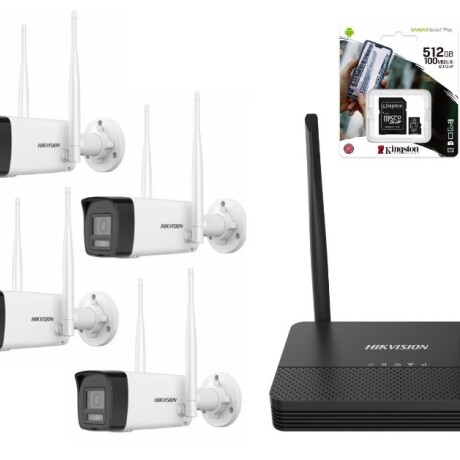 Combo Hikvision Nvs Wifi 6 + 4 Camaras Bullet 2MP + Microds 512GB 001