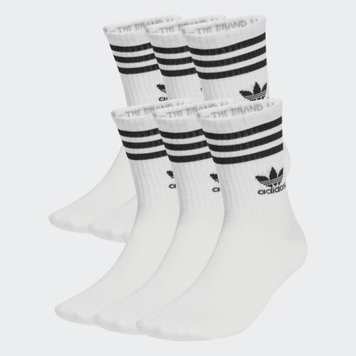 Medias Adidas Crew 3 Rayas 6 Pares Blanco