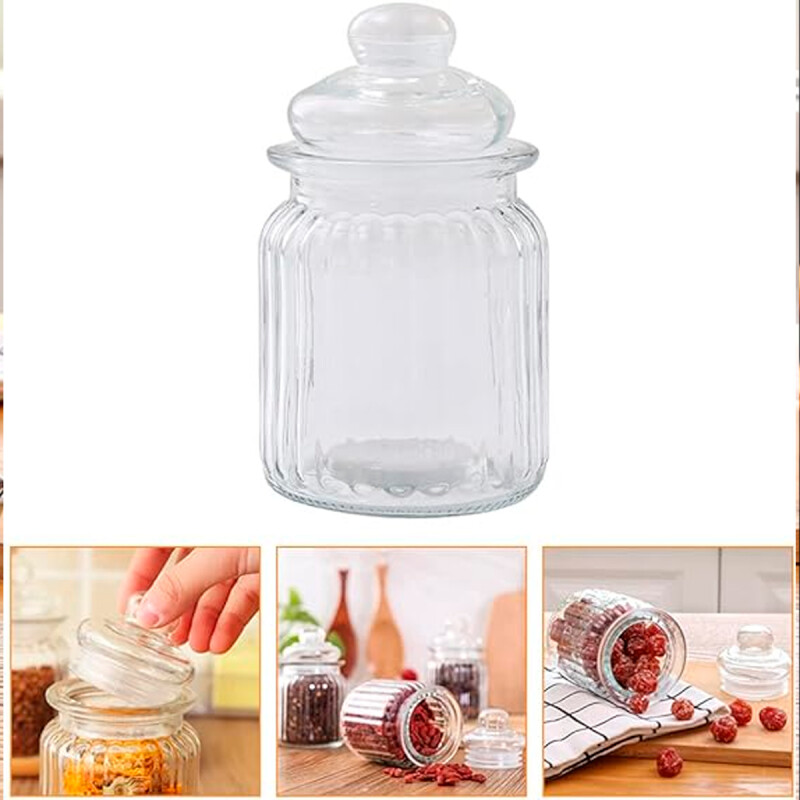 Set x3 Frascos de vidrio con tapa 300 ml TRANSPARENTE