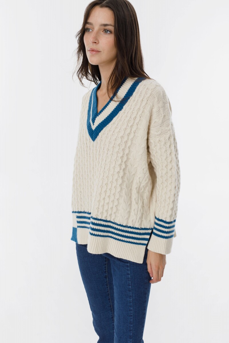 Sweater Copos Crudo/Azul