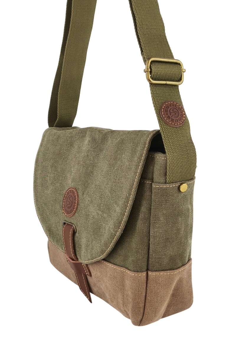 Morral con solapa Verde con Marrón