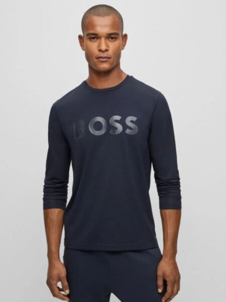 Hugo Boss -Remera de algodón manga larga con logo, regular fit, TONG 3 0