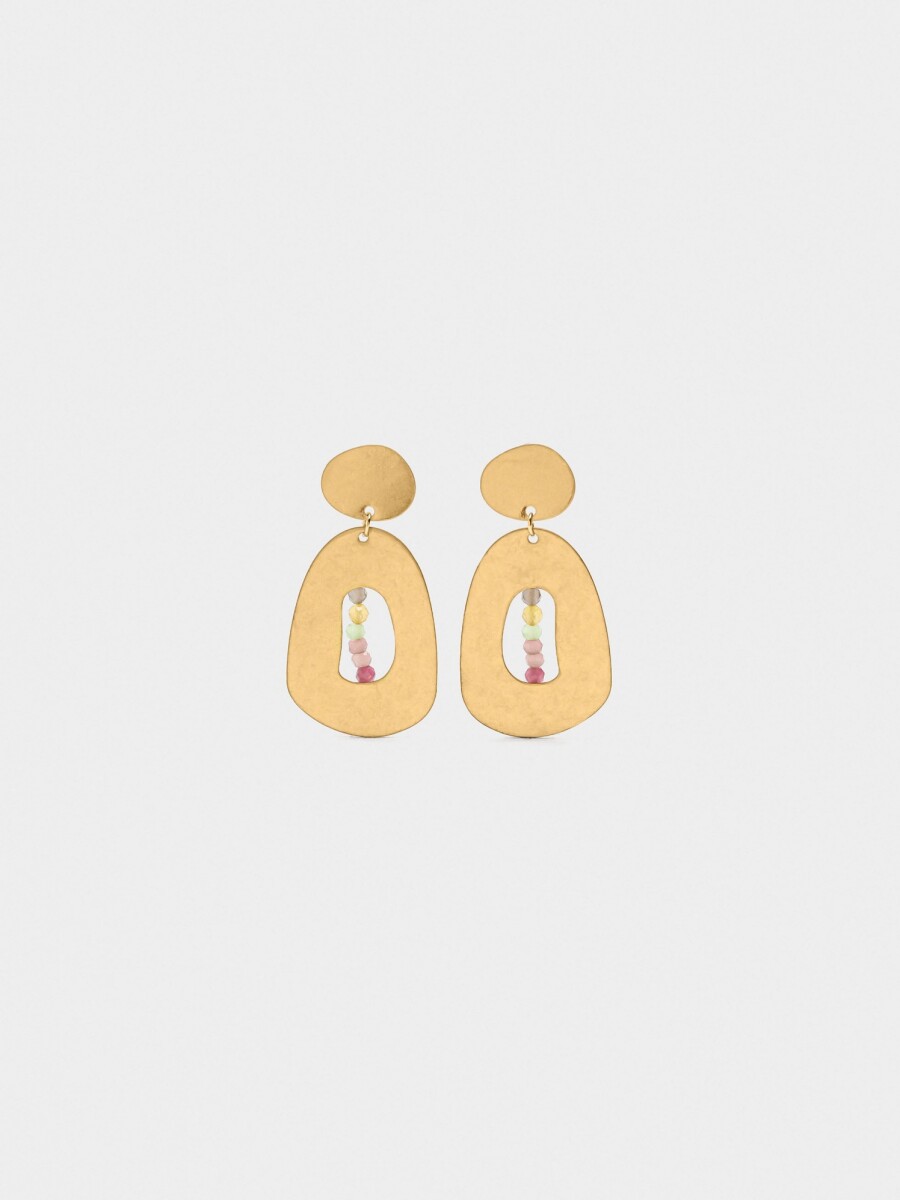 Pendientes Ovalados Con Piedras multicolor