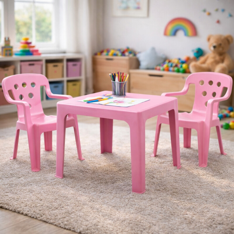 Juego De Mesa + 2 sillas infantil ROSA