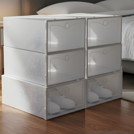 Kit 6 Organizador de zapatos en plástico apilable Blanca