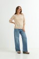Sweater manga 3/4 cuello V BEIGE
