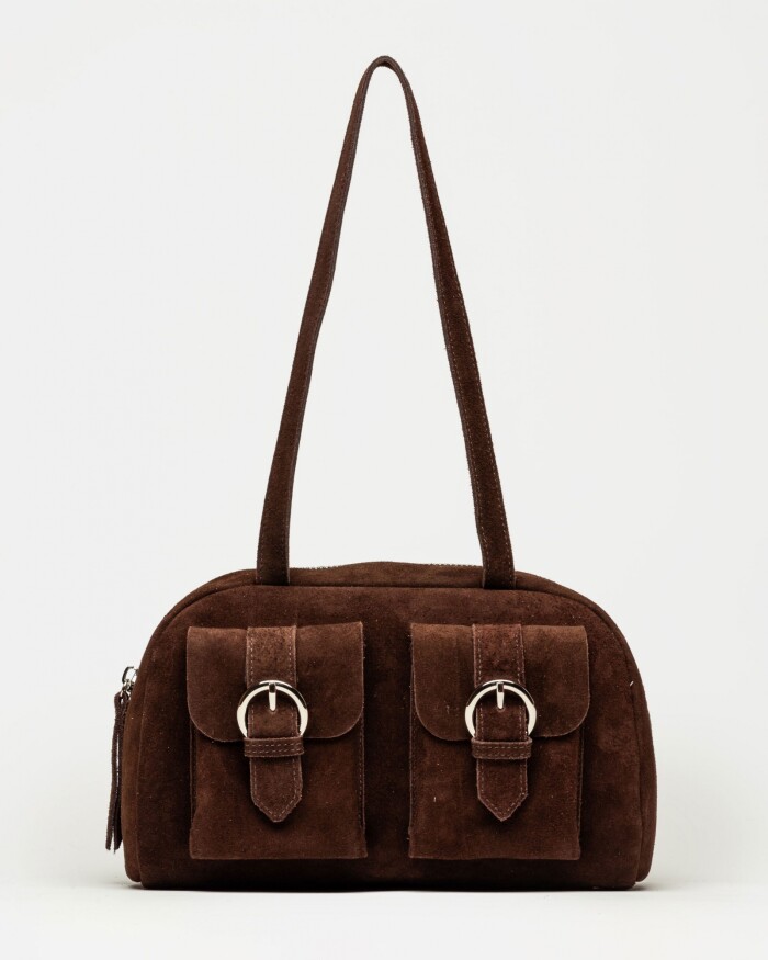 Bolso Indie en cuero gamuza Chocolate