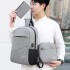 Set Mochila Porta Notebook Morral Neceser 3 En 1 Con USB Variante Color Gris