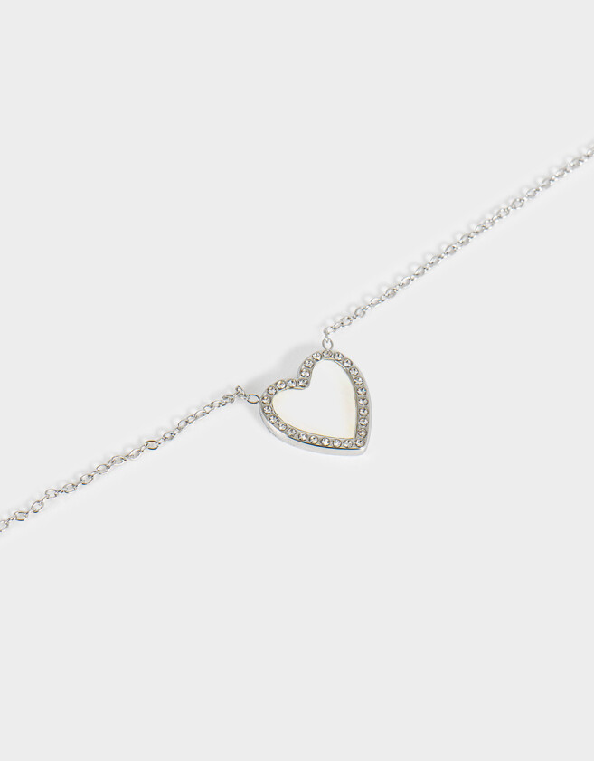 Cadena Corta con Dije Premium Gold Cadena Corta Con Dije Corazón - Plateado
