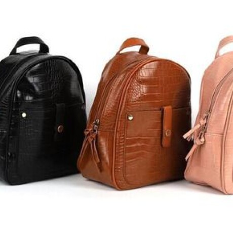 Mochila croco en cuerina Canva Negro